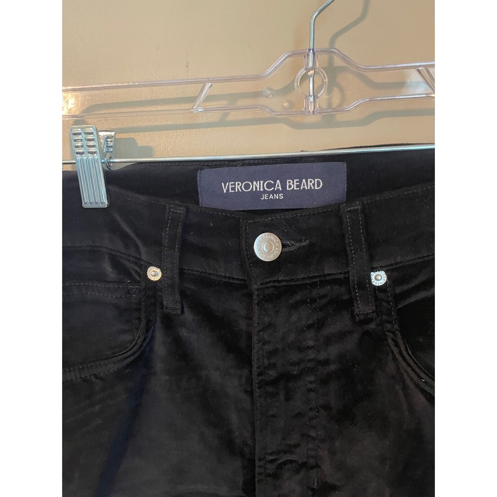 Veronica Beard Sheridan Exaggerated Flare High‎ Rise Black Velvet Jeans Size 30 - Picture 4 of 8
